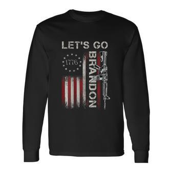 Gun 1776 American Flag Patriots Lets Go Brandon Long Sleeve T-Shirt - Thegiftio UK