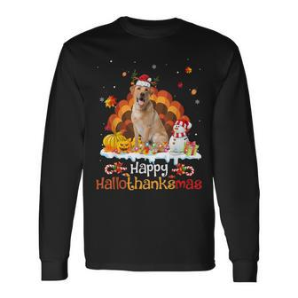 Hallothanksmas Halloween Thanksgiving Christmas Labrador Men Women Long Sleeve T-Shirt T-shirt Graphic Print - Thegiftio UK