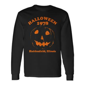 Halloween 1978 Holiday Spooky Haddonfield Pumpkin Illinois Men Women Long Sleeve T-Shirt T-shirt Graphic Print - Thegiftio UK
