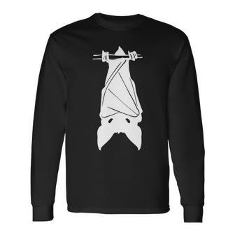 Halloween Bat Hanging White Version Custom Men Women Long Sleeve T-shirt Graphic Print Unisex - Seseable