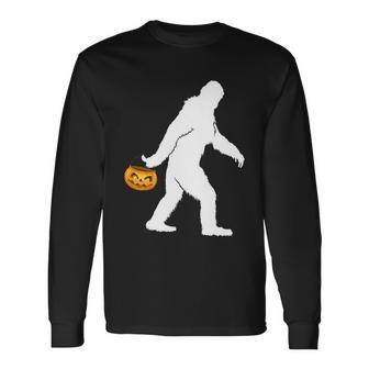Halloween Bigfoot Sasquatch Halloween Pumpkin Long Sleeve T-Shirt - Thegiftio UK
