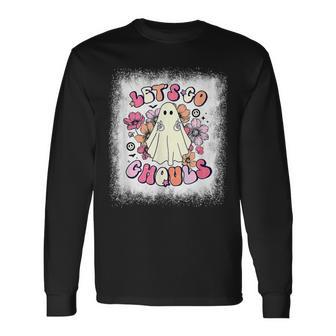 Halloween Bleached Let’S Go Ghouls Floral Party Trick Or Men Women Long Sleeve T-Shirt T-shirt Graphic Print - Thegiftio UK