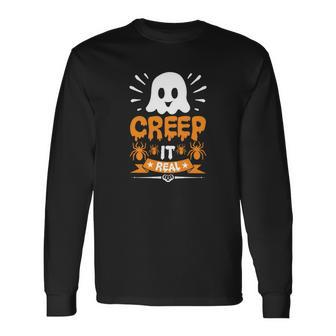 Halloween Boo Creep It Real Long Sleeve T-Shirt - Seseable