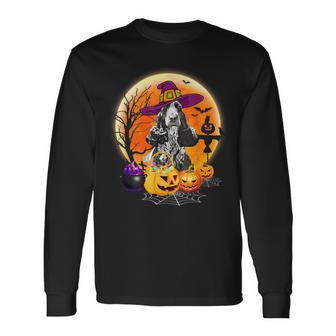 Halloween English Cocker Spaniel Dog Moon With Pumpkin Men Women Long Sleeve T-Shirt T-shirt Graphic Print - Thegiftio UK