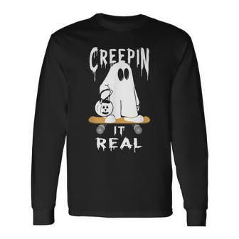 Halloween Fall Spooky Ghost Creep It Real For Boys Girls Long Sleeve T-Shirt - Thegiftio UK