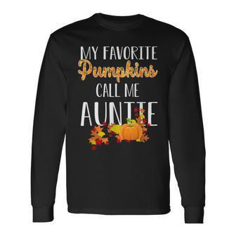 Halloween My Favorite Pumpkins Call Me Auntie Auntie Men Women Long Sleeve T-Shirt T-shirt Graphic Print - Thegiftio UK