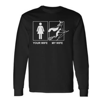 Halloween Flying Witch Wife Novelty For Spouse Long Sleeve T-Shirt - Seseable