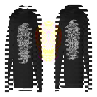 Halloween Giant Sugar Floral Sugar Skull Long Sleeve T-Shirt - Thegiftio
