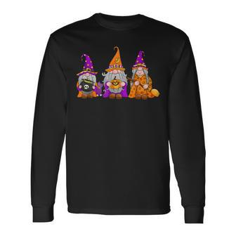 Halloween Gnomes Cute Autumn Pumpkin Fall Holiday Long Sleeve T-Shirt - Seseable