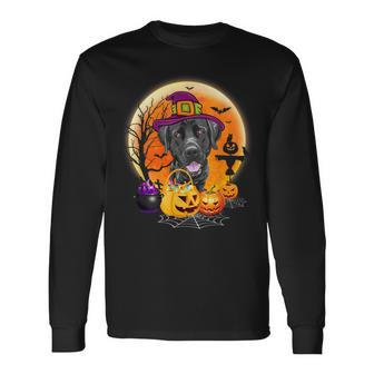 Halloween Great Dane Dog Moon With Pumpkin Women Men Women Long Sleeve T-Shirt T-shirt Graphic Print - Thegiftio UK