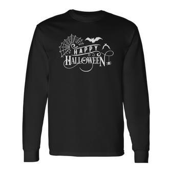 Halloween Happy Halloween White Custom Men Women Long Sleeve T-shirt Graphic Print Unisex - Seseable