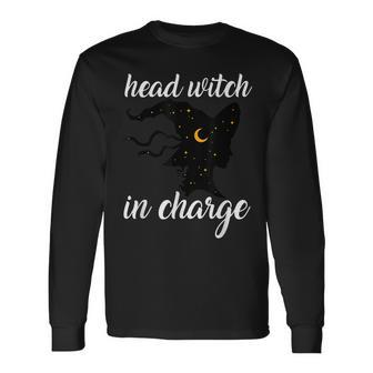 Halloween Head Witch In Charge Long Sleeve T-Shirt - Seseable