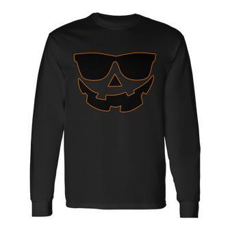 Halloween Jack-O- Lantern With Shades Long Sleeve T-Shirt - Monsterry