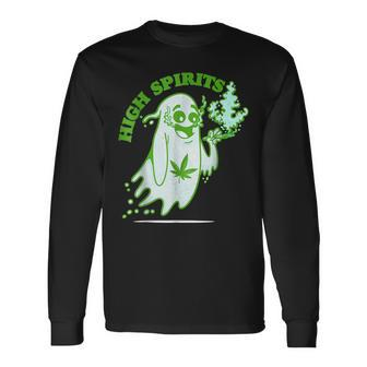 Halloween Marijuana Cannabis Ghost Weed Smokers Men Women Long Sleeve T-Shirt T-shirt Graphic Print - Thegiftio UK