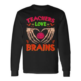Halloween Math Science Teachers Love Brains Men Women Long Sleeve T-Shirt T-shirt Graphic Print - Thegiftio UK