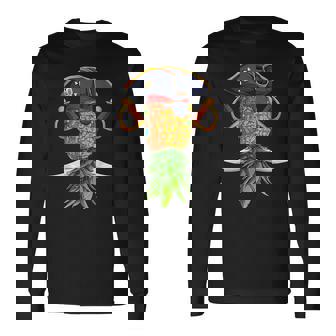 Halloween Pirate Upside Down Pineapple Swingers Lifestyle Men Women Long Sleeve T-Shirt T-shirt Graphic Print - Thegiftio