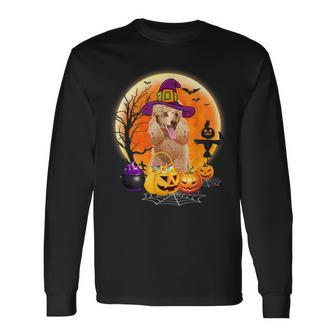 Halloween Poodle Dog Moon With Pumpkin Women Men Women Long Sleeve T-Shirt T-shirt Graphic Print - Thegiftio UK