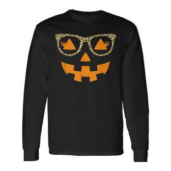 Halloween Pumpkin Smile With Glasses Last Minute Teacher Long Sleeve T-Shirt - Seseable
