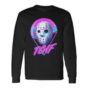 Halloween Retro 80S Tgif Jason Mask Tshirt Long Sleeve T-Shirt - Monsterry CA