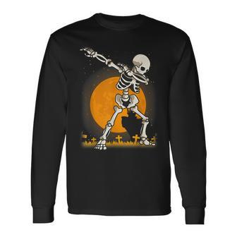 Halloween Shirts For Boys Dabbing Skeleton Costume Dab Men Women Long Sleeve T-Shirt T-shirt Graphic Print - Thegiftio UK