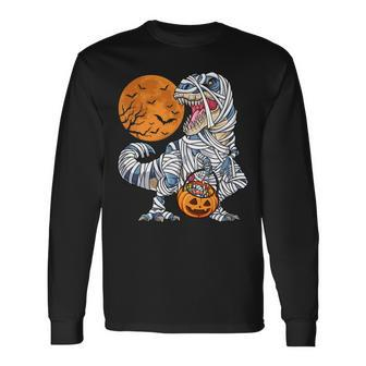 Halloween Shirts For Boys Men Dinosaur Rex Mummy Pumpkin Men Women Long Sleeve T-Shirt T-shirt Graphic Print - Thegiftio UK
