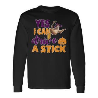 Halloween Sloth Yes I Can Drive A Stick Men Women Long Sleeve T-Shirt T-shirt Graphic Print - Thegiftio UK