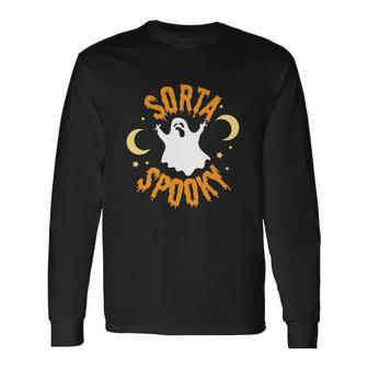 Halloween Sorta Spooky Ghost Hunting Night Moon Long Sleeve T-Shirt - Seseable
