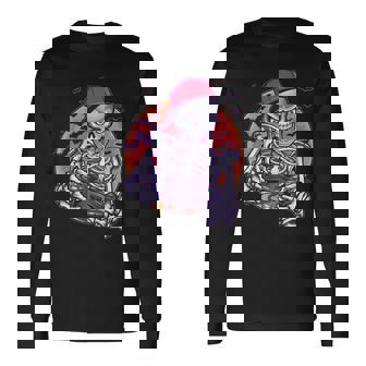 Halloween Video Gamer Skeleton Tshirt Long Sleeve T-Shirt - Monsterry