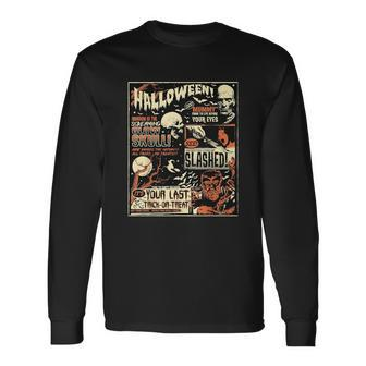 Halloween Vintage Poster Horror Movies Comic Long Sleeve T-Shirt - Monsterry AU