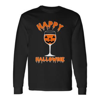 Happy Hallowine Halloween Wine Tshirt Long Sleeve T-Shirt - Monsterry AU