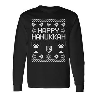 Happy Hanukkah Ugly Tshirt Long Sleeve T-Shirt - Monsterry
