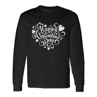 Happy Valentines Day Shaped Heart Long Sleeve T-Shirt - Monsterry