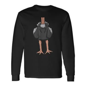 Headless Ostrich Halloween Giant Bird Easy Costume Long Sleeve T-Shirt - Seseable