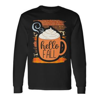Hello Fall Halloween Autumn Long Sleeve T-Shirt - Thegiftio UK