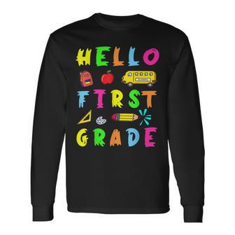 Hello Miss First Grade Back To School Teachers Kida Long Sleeve T-Shirt - Seseable
