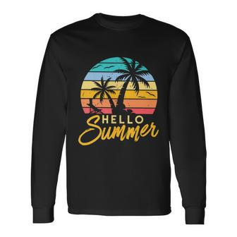 Hello Summer Retro Beach Vacation Long Sleeve T-Shirt - Monsterry UK