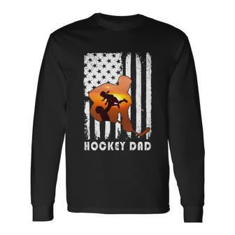 Hockey Dad Father And Kid Hockey Lover Long Sleeve T-Shirt - Monsterry