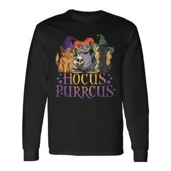 Hocus Purrcus Halloween Witch Cats Parody Long Sleeve T-Shirt - Seseable