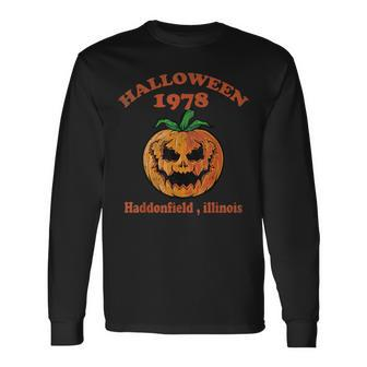 Holiday Spooky Scary Pumpkin Haddonfield Halloween 1978 Men Women Long Sleeve T-Shirt T-shirt Graphic Print - Thegiftio UK