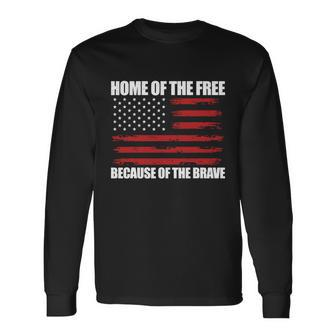 Home Of The Free American Flag Shirts Boys Veterans Day Long Sleeve T-Shirt - Thegiftio UK