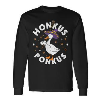Honkus Ponkus Halloween Witch Hocus Duck Goose Parody Long Sleeve T-Shirt - Seseable