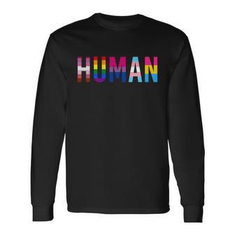 Human Lgbt Flag Gay Pride Month Transgender Rainbow Lesbian Tshirt Long Sleeve T-Shirt - Monsterry