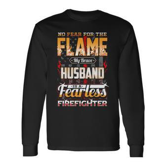 Husband Firefighter American Flag Long Sleeve T-Shirt - Thegiftio UK