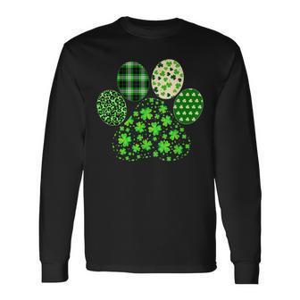 Irish Cute Dog Paw Clovers St Patricks Day Lucky Shamrock Men Women Long Sleeve T-Shirt T-shirt Graphic Print - Thegiftio