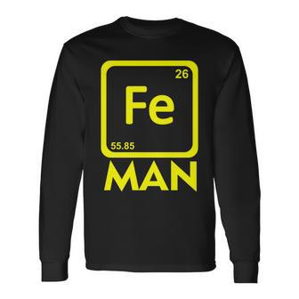 Iron Science Chemistry Fe Periodic Table Tshirt Long Sleeve T-Shirt - Monsterry