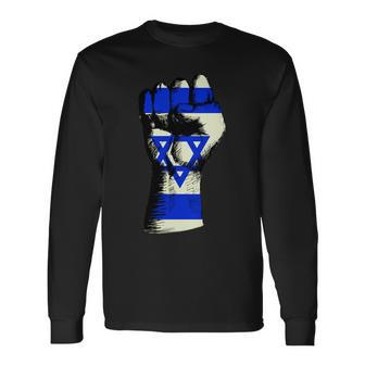 Israel Flag Fist Long Sleeve T-Shirt - Monsterry UK