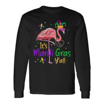 It S Mardi Gras Y All Flamingo Mardi Gras Long Sleeve T-Shirt - Thegiftio UK