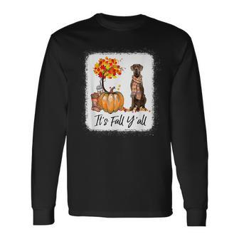 Its Fall Yall Great Dane Dog Lovers Thanksgiving Halloween Men Women Long Sleeve T-Shirt T-shirt Graphic Print - Thegiftio UK