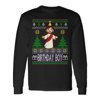 Jesus Birthday Boy Ugly Christmas Tshirt Long Sleeve T-Shirt - Monsterry DE