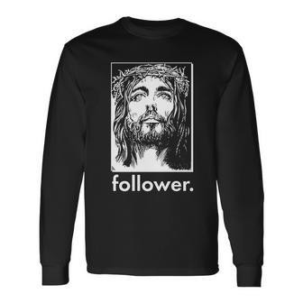 Jesus Christ Portrait Follower Long Sleeve T-Shirt - Monsterry UK